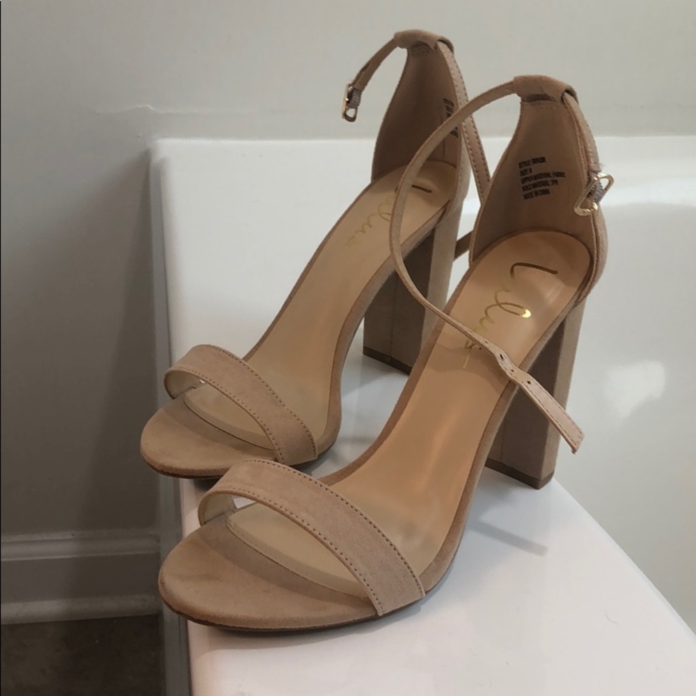 Nude suede heels